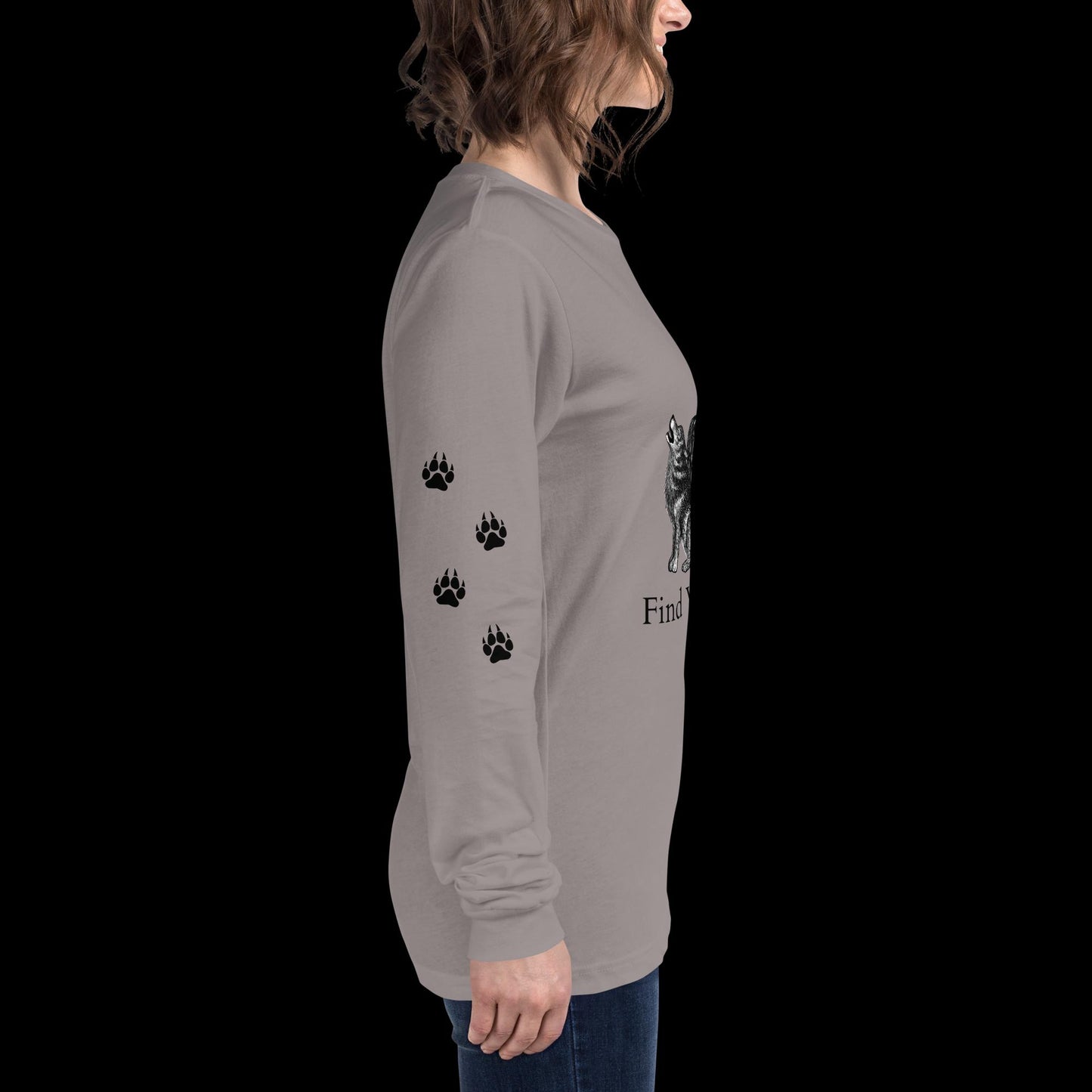 Wolf Howling Find Your Wild Light Colors Long Sleeve Tee