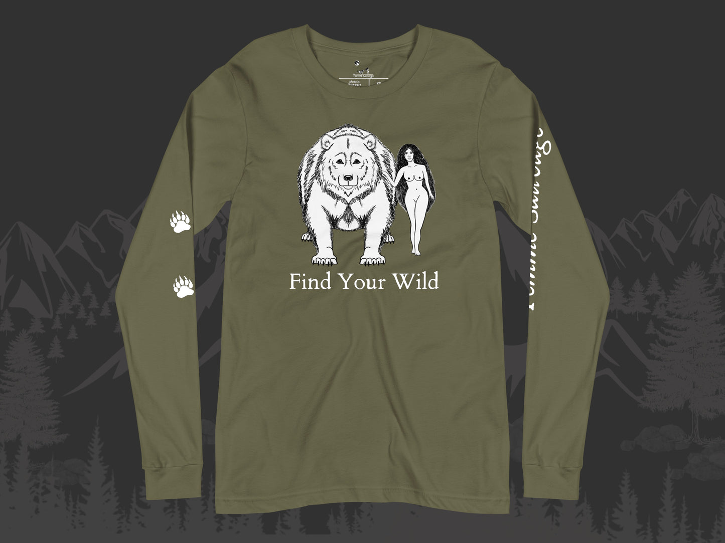 Bear Find Your Wild Dark Colors Long Sleeve Tee