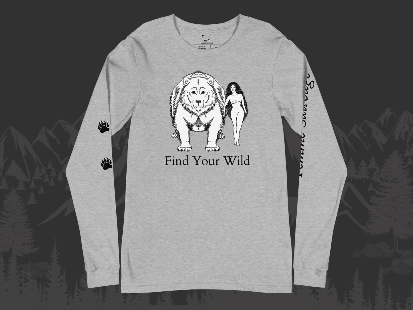 Bear Find Your Wild Light Colors Long Sleeve Tee