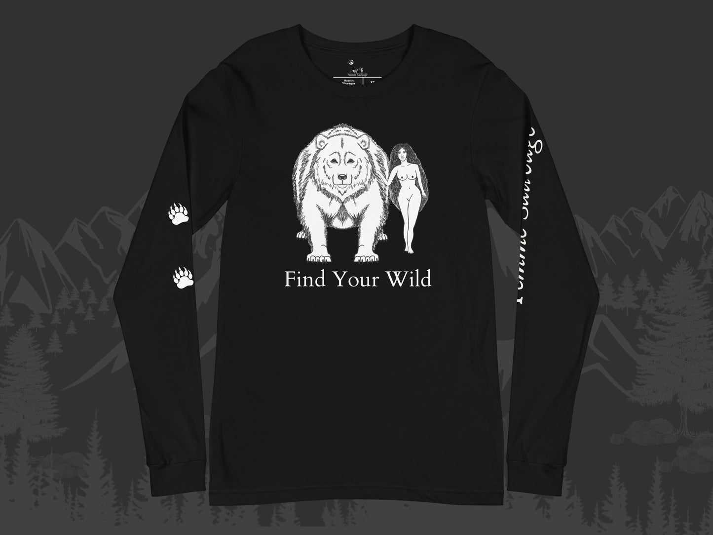 Bear Find Your Wild Dark Colors Long Sleeve Tee