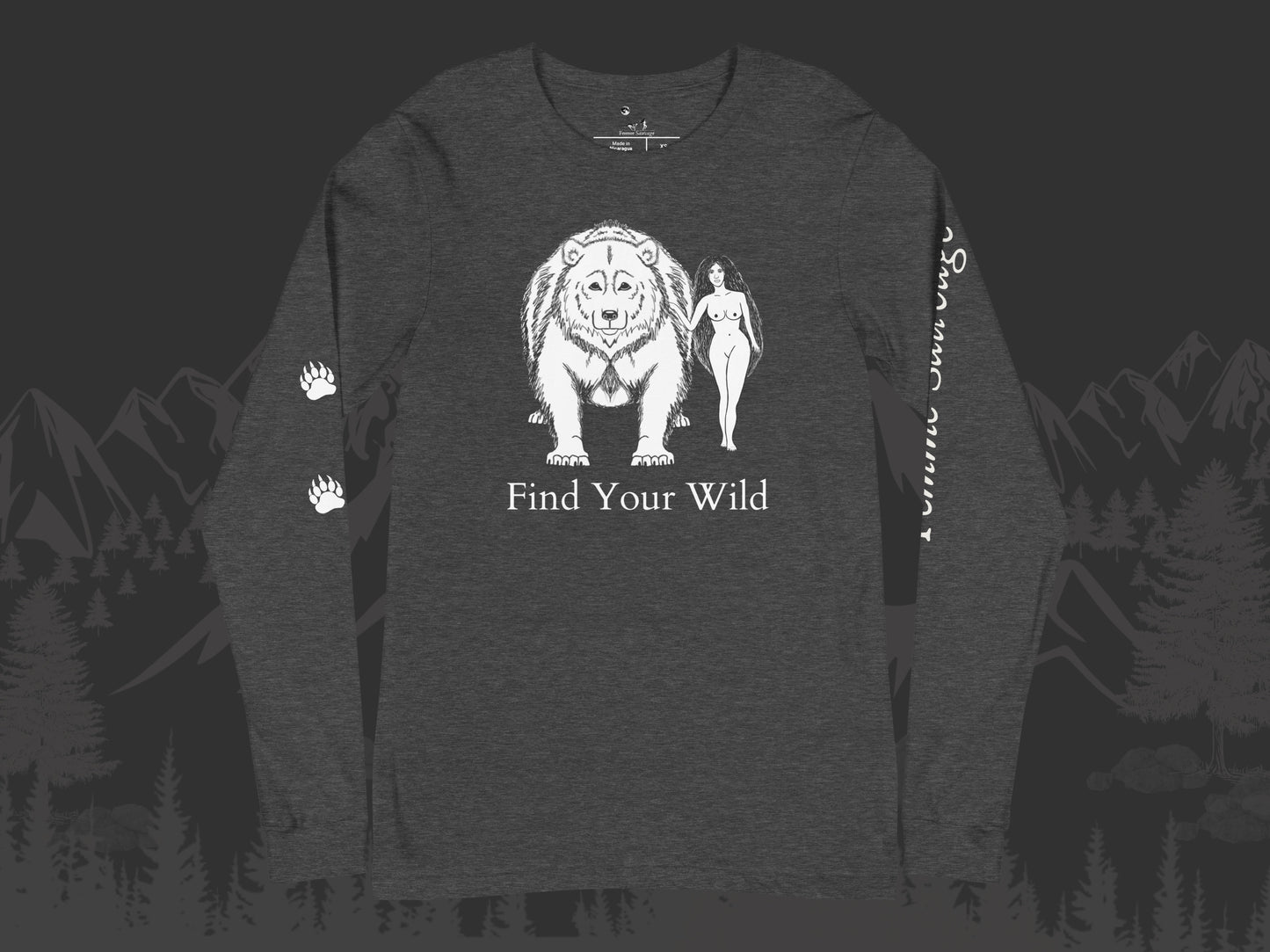 Bear Find Your Wild Dark Colors Long Sleeve Tee