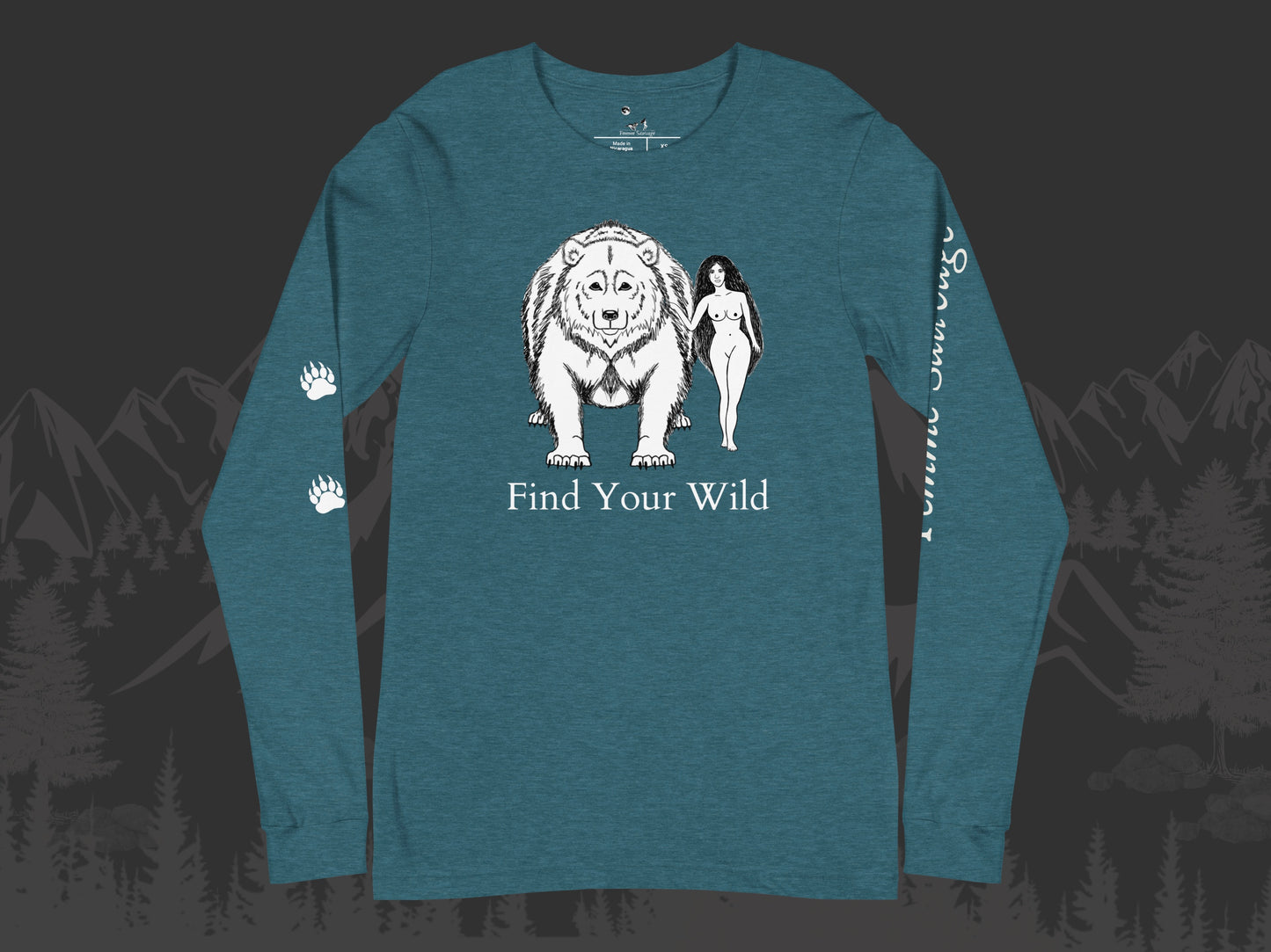 Bear Find Your Wild Dark Colors Long Sleeve Tee