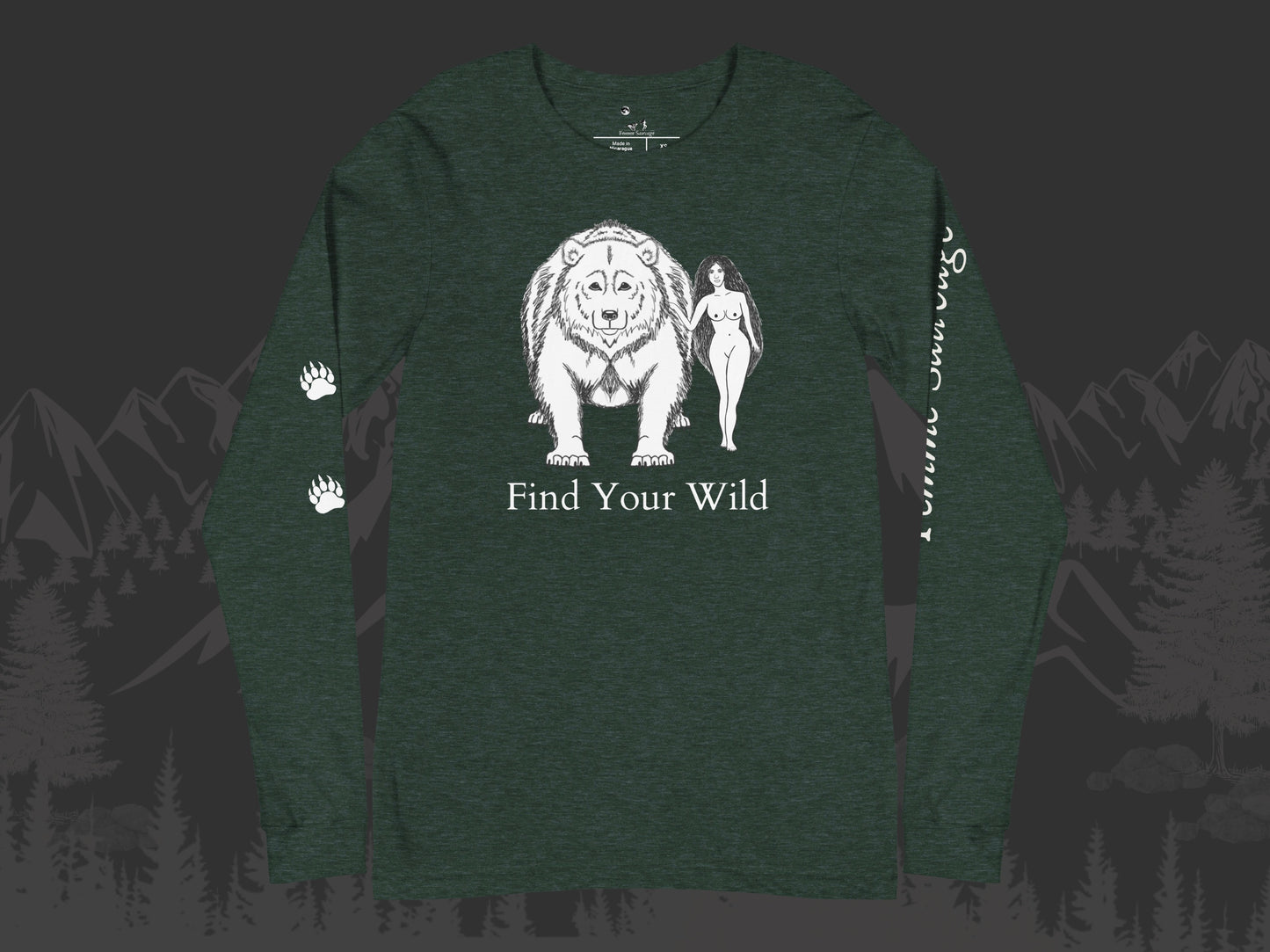 Bear Find Your Wild Dark Colors Long Sleeve Tee