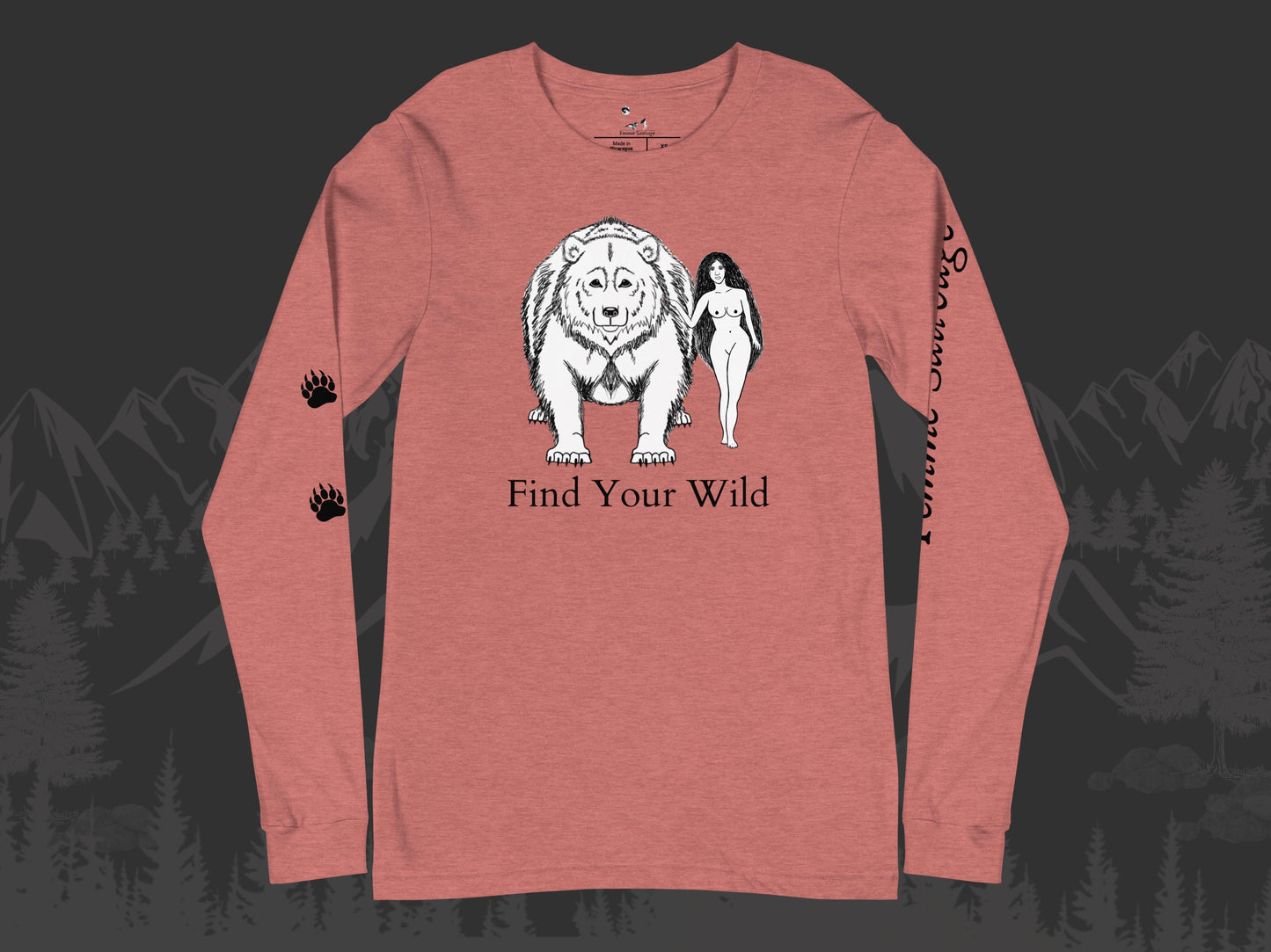 Bear Find Your Wild Light Colors Long Sleeve Tee