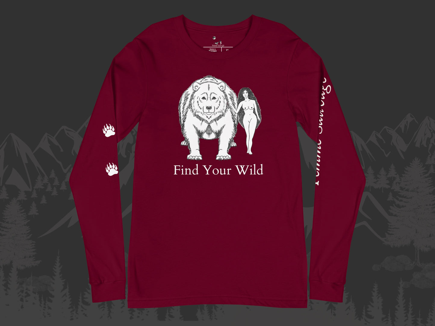 Bear Find Your Wild Dark Colors Long Sleeve Tee