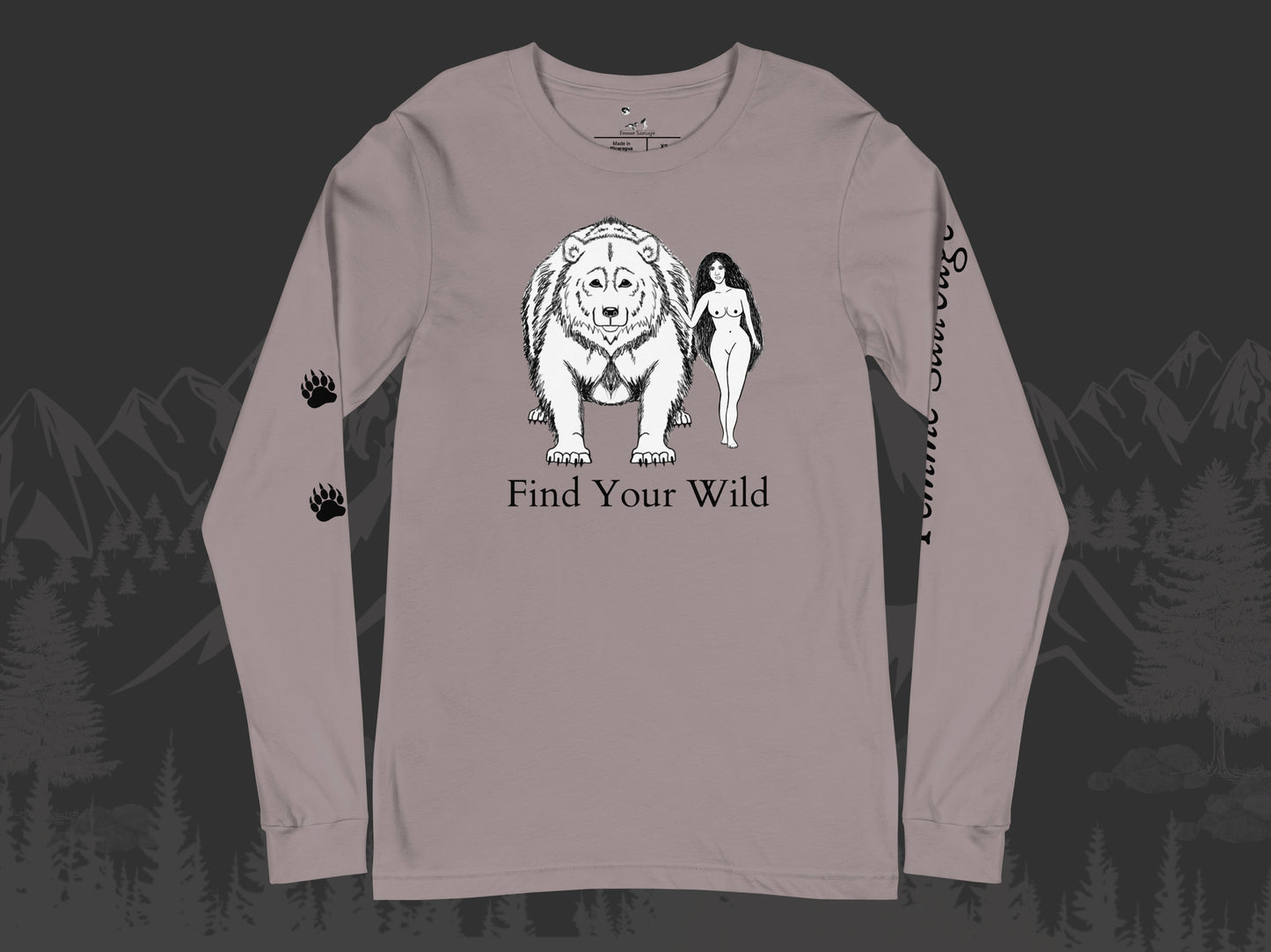 Bear Find Your Wild Light Colors Long Sleeve Tee