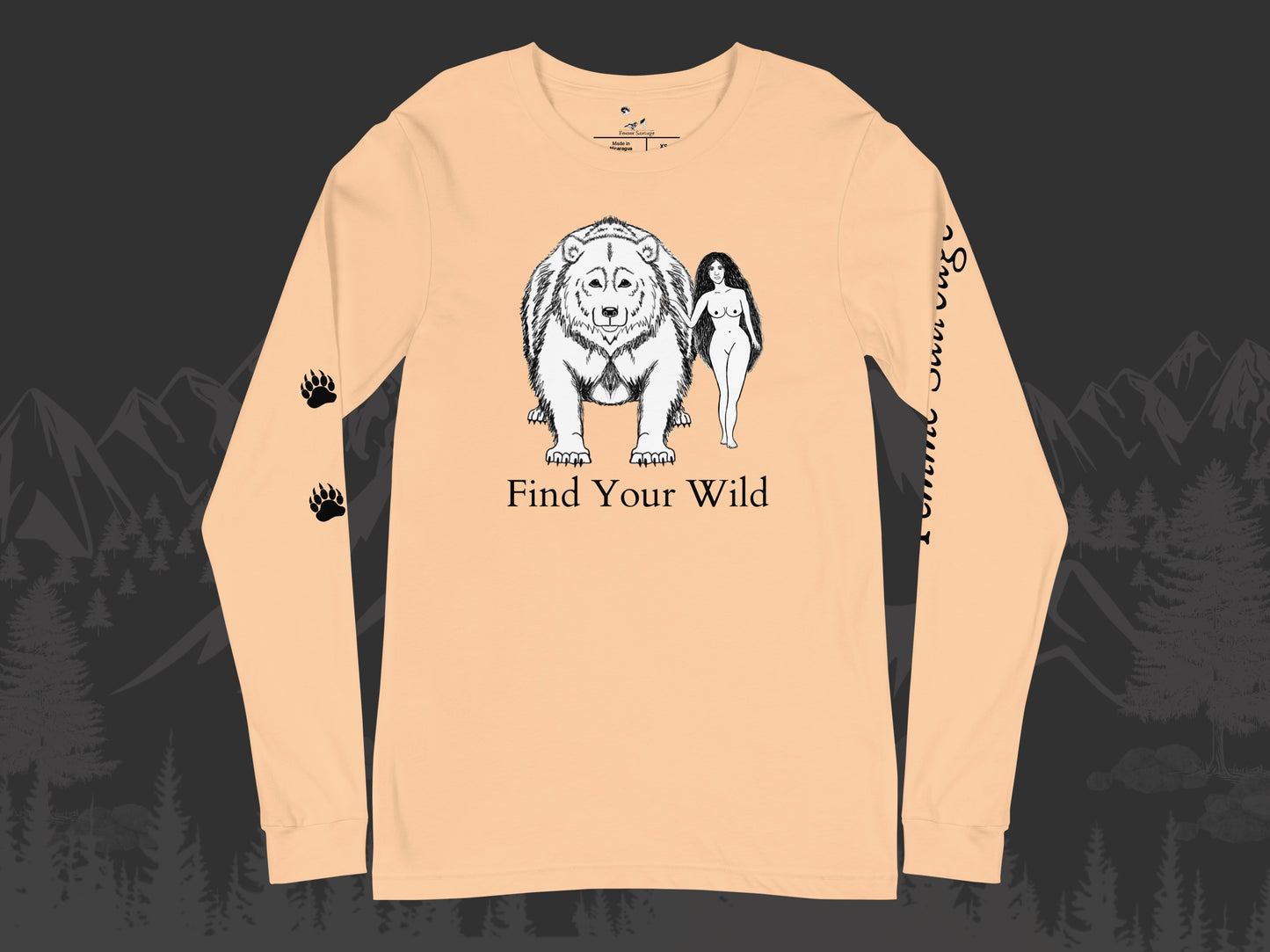 Bear Find Your Wild Light Colors Long Sleeve Tee