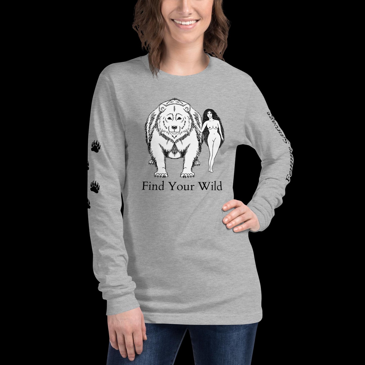 Bear Find Your Wild Light Colors Long Sleeve Tee