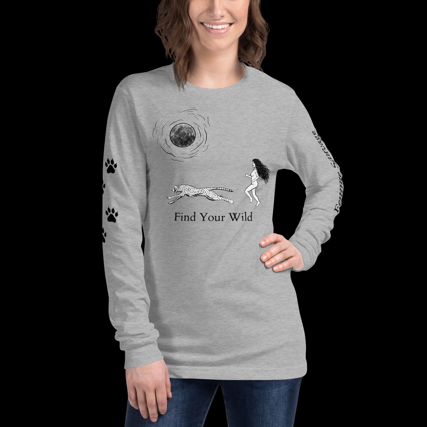 Cheetah Find Your Wild Light Colors Long Sleeve Tee