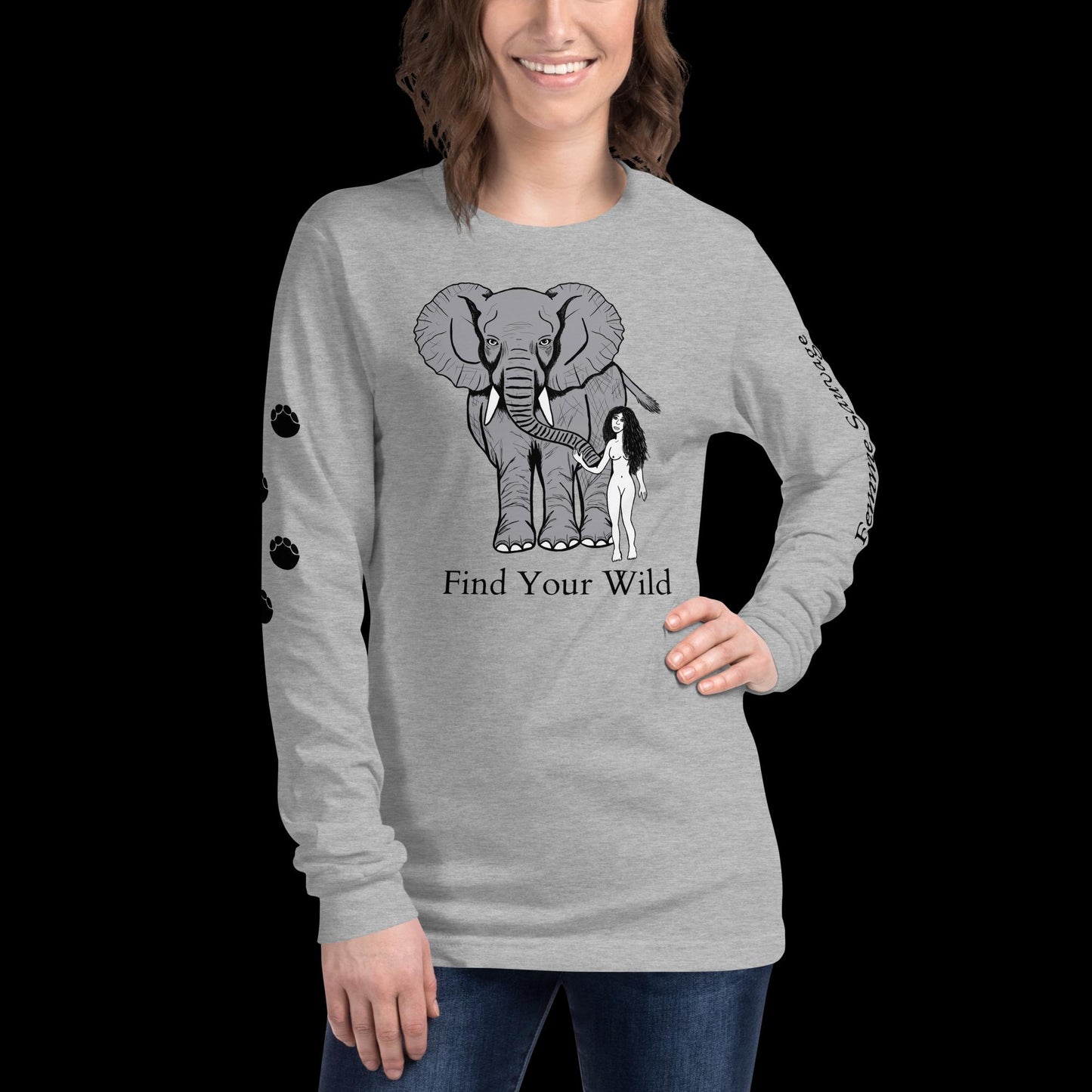 Elephant Find Your Wild Light Colors Long Sleeve Tee