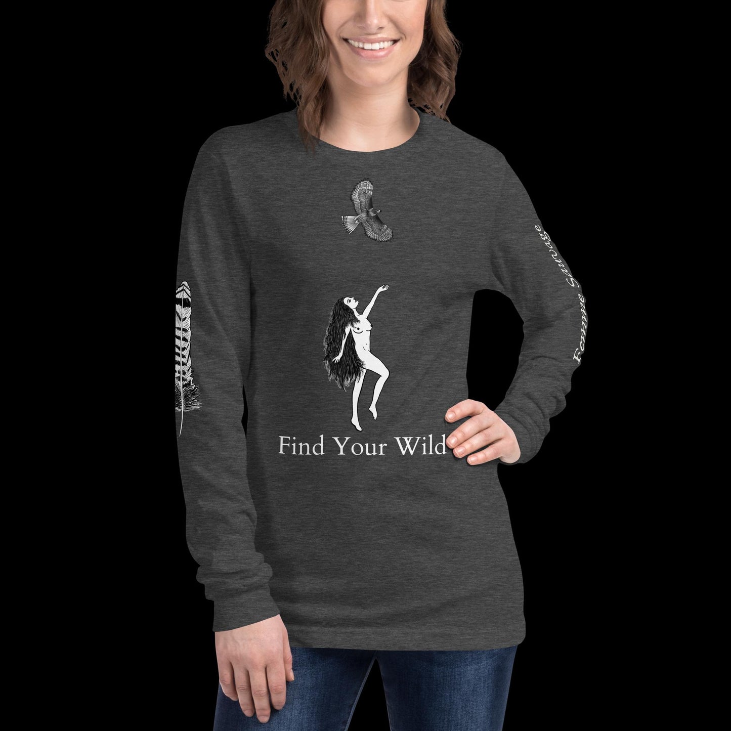 Hawk Find Your Wild Dark Colors Long Sleeve Tee