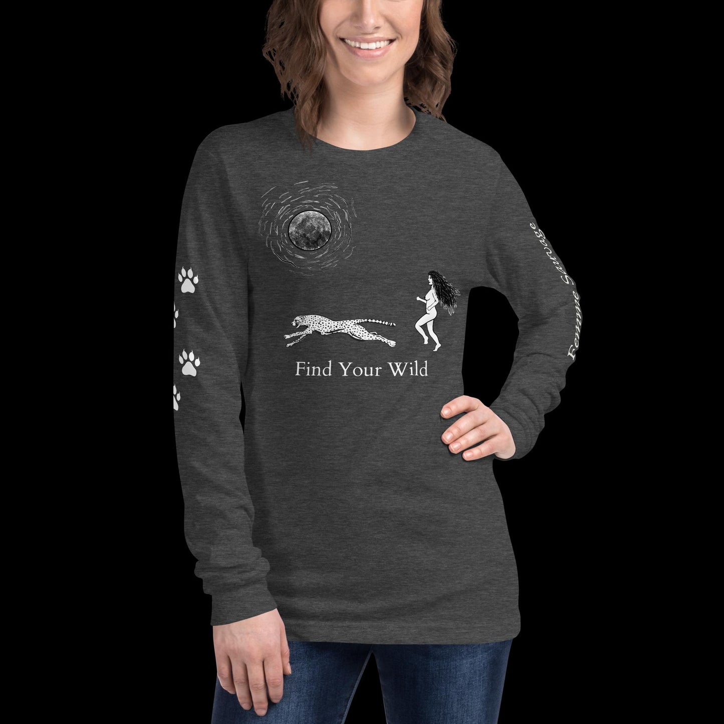 Cheetah Find Your Wild Dark Colors Long Sleeve Tee