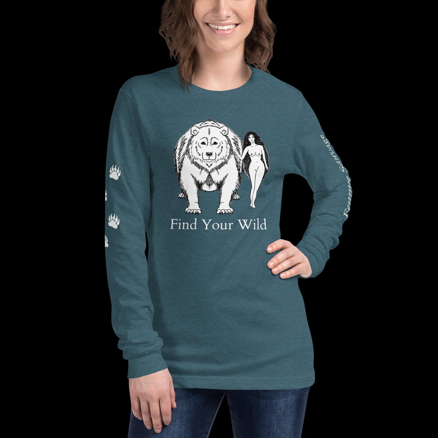 Bear Find Your Wild Dark Colors Long Sleeve Tee