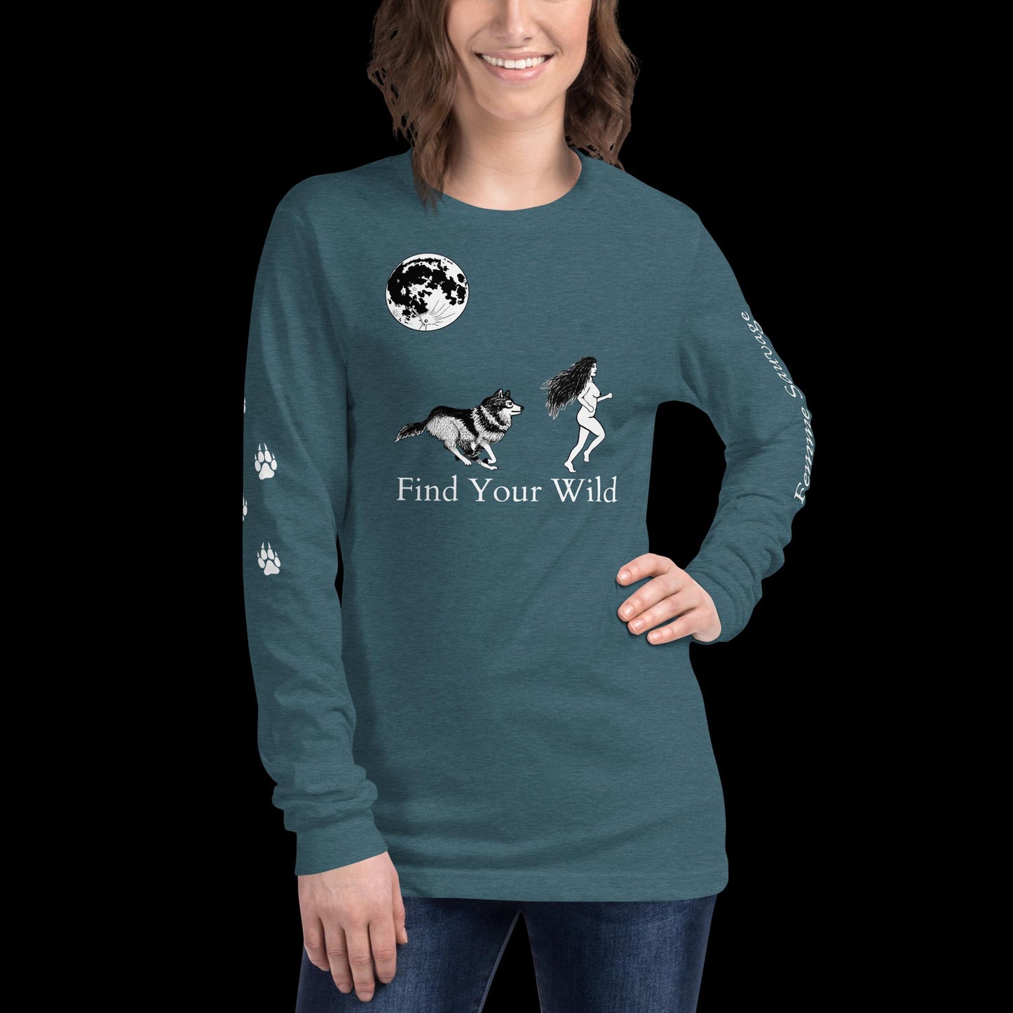 Wolf Find Your Wild Dark Colors Long Sleeve Tee