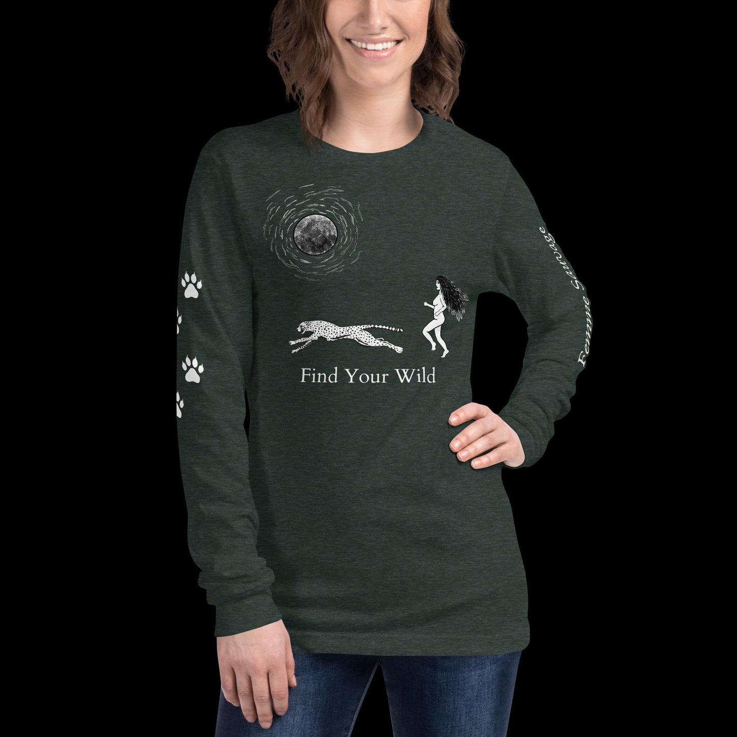 Cheetah Find Your Wild Dark Colors Long Sleeve Tee