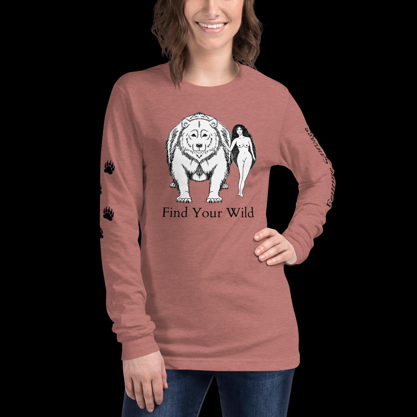 Bear Find Your Wild Light Colors Long Sleeve Tee