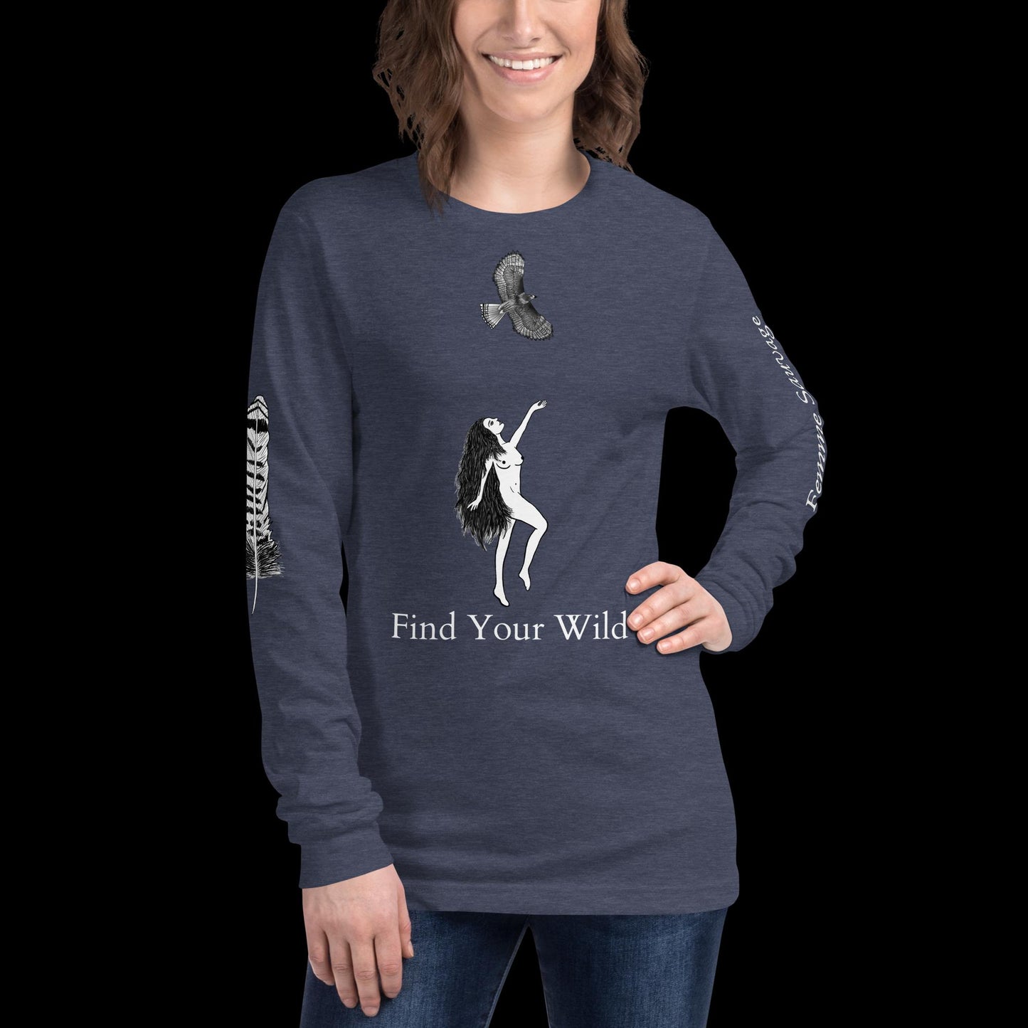 Hawk Find Your Wild Dark Colors Long Sleeve Tee