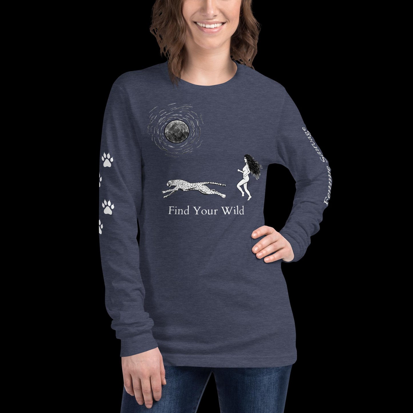 Cheetah Find Your Wild Dark Colors Long Sleeve Tee