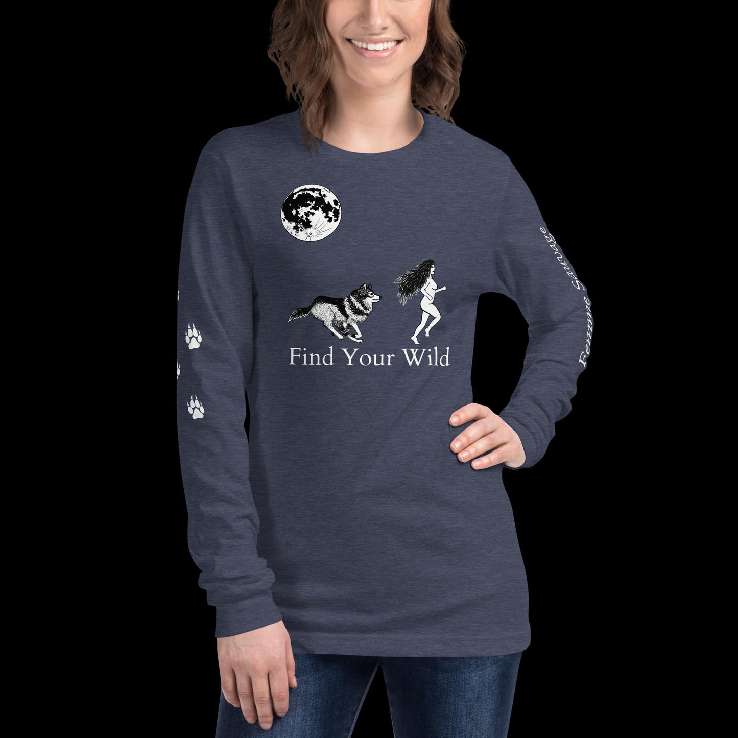 Wolf Find Your Wild Dark Colors Long Sleeve Tee