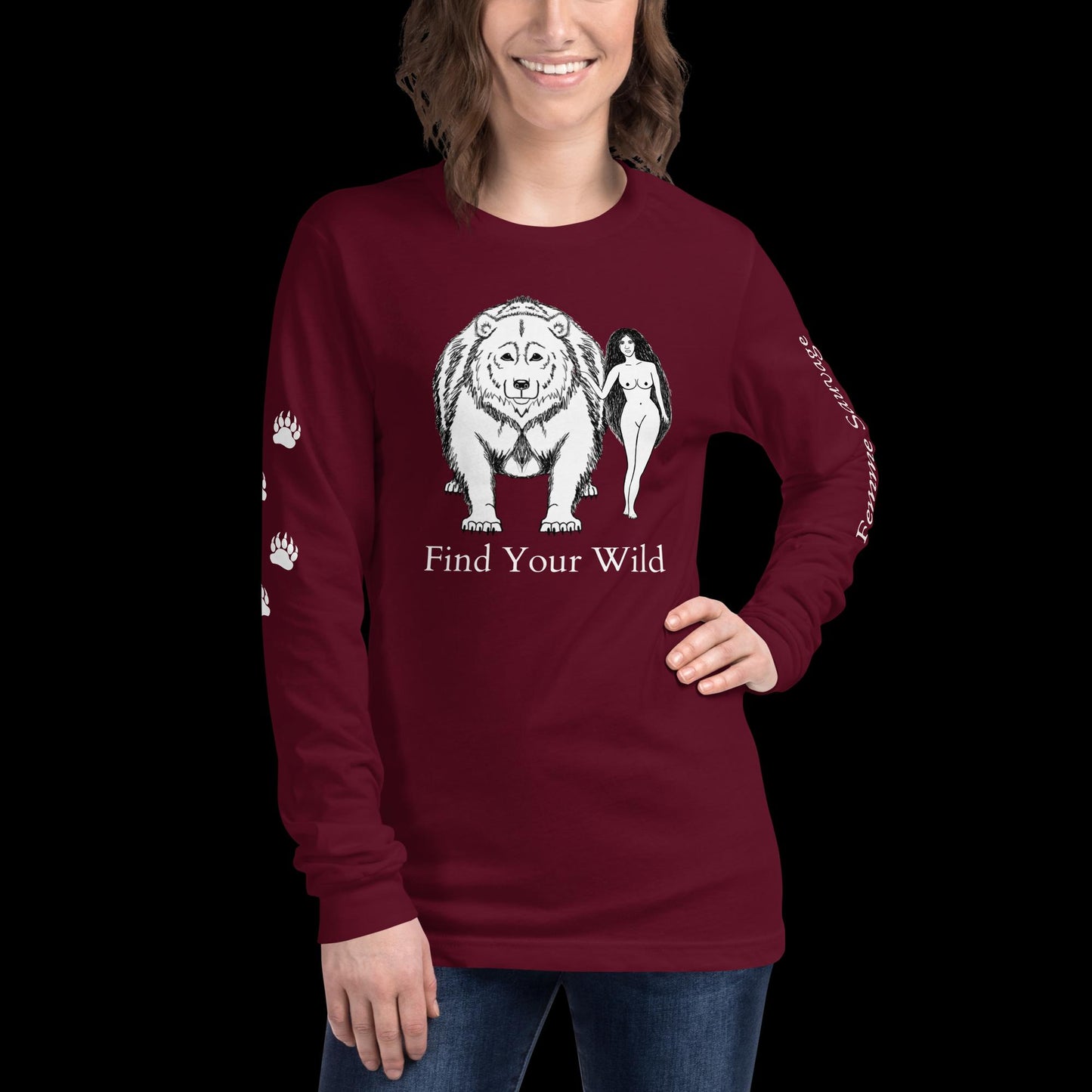 Bear Find Your Wild Dark Colors Long Sleeve Tee