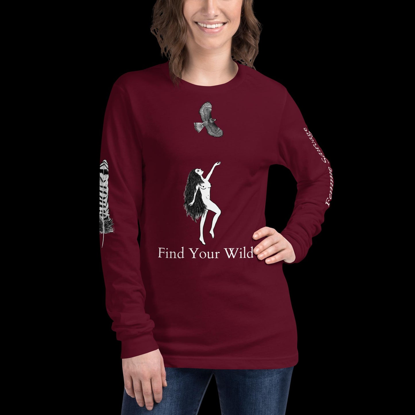 Hawk Find Your Wild Dark Colors Long Sleeve Tee