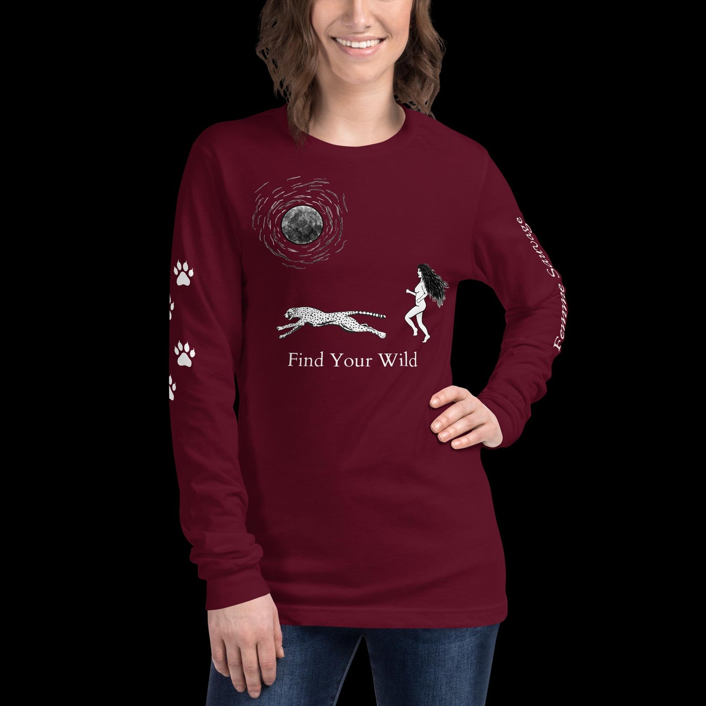 Cheetah Find Your Wild Dark Colors Long Sleeve Tee