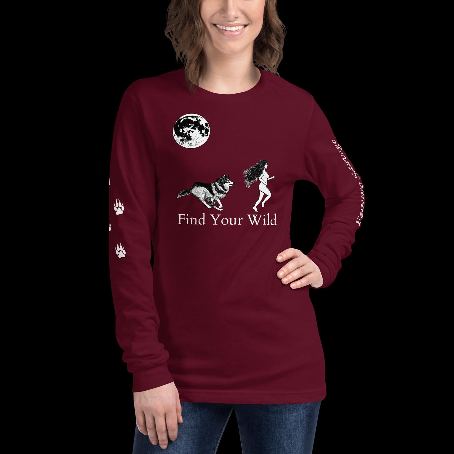 Wolf Find Your Wild Dark Colors Long Sleeve Tee