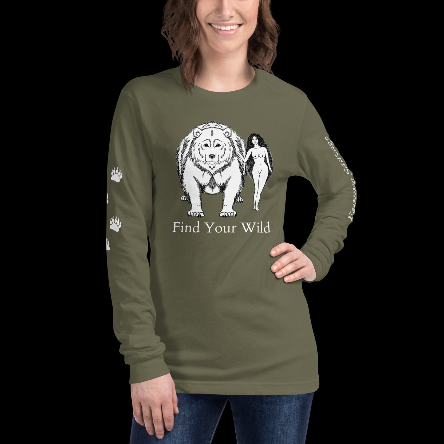 Bear Find Your Wild Dark Colors Long Sleeve Tee