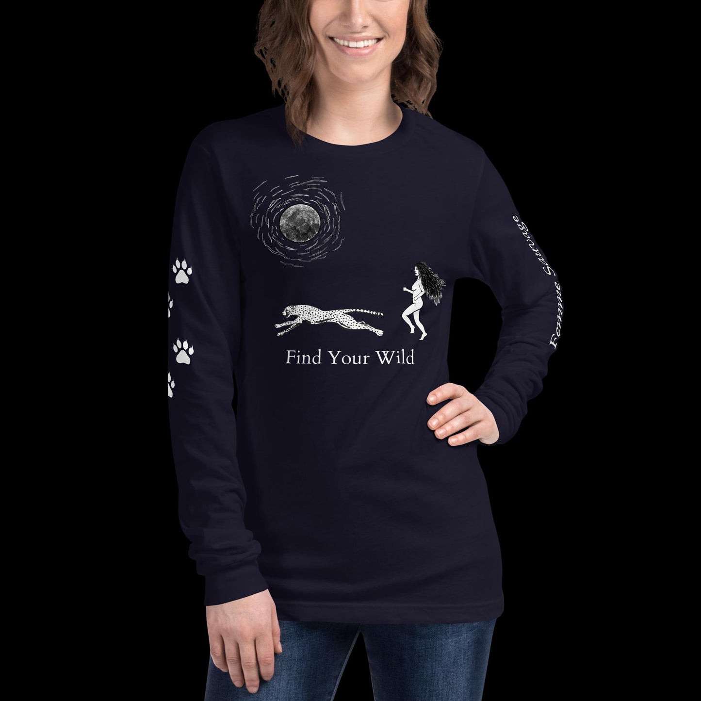 Cheetah Find Your Wild Dark Colors Long Sleeve Tee