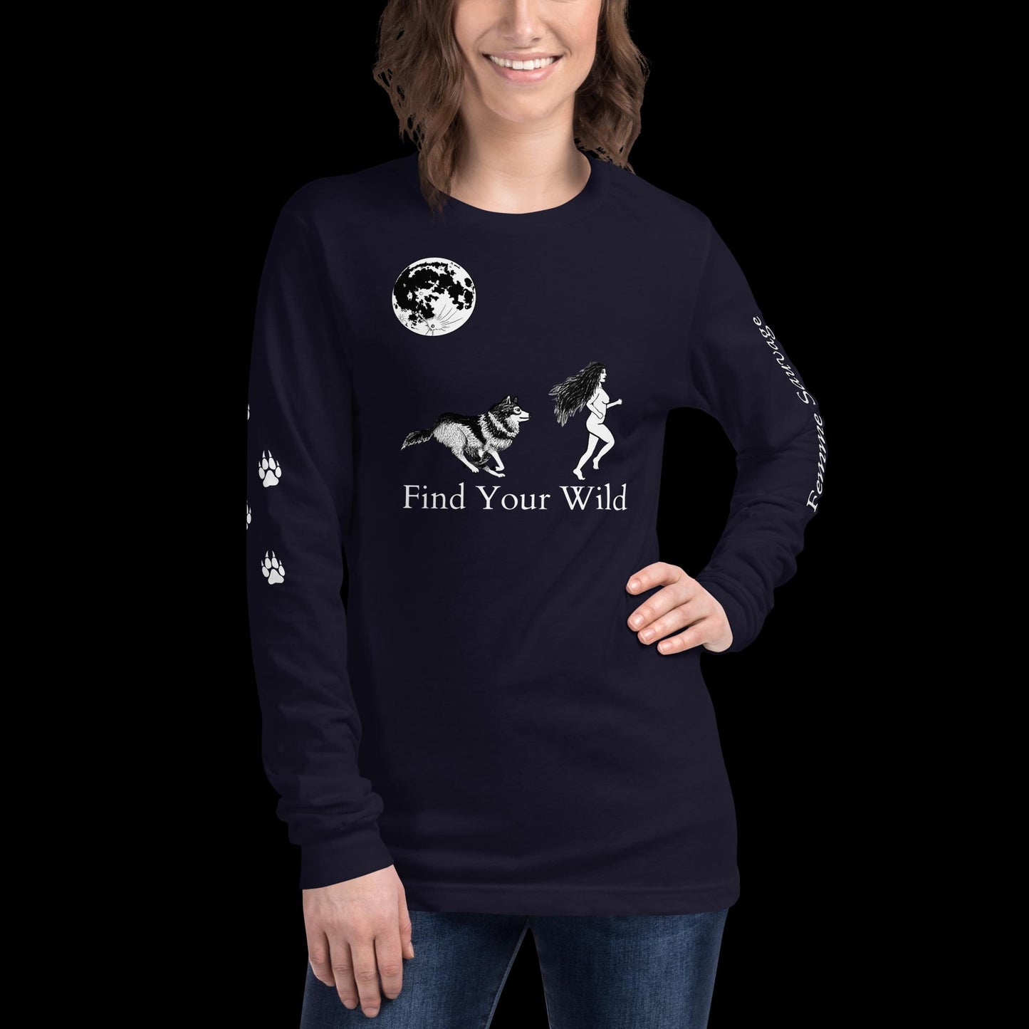 Wolf Find Your Wild Dark Colors Long Sleeve Tee