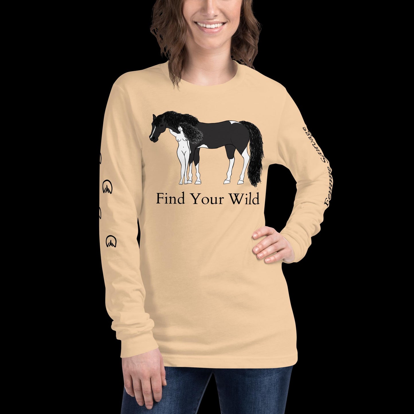 Horse Find Your Wild Light Colors Long Sleeve Tee