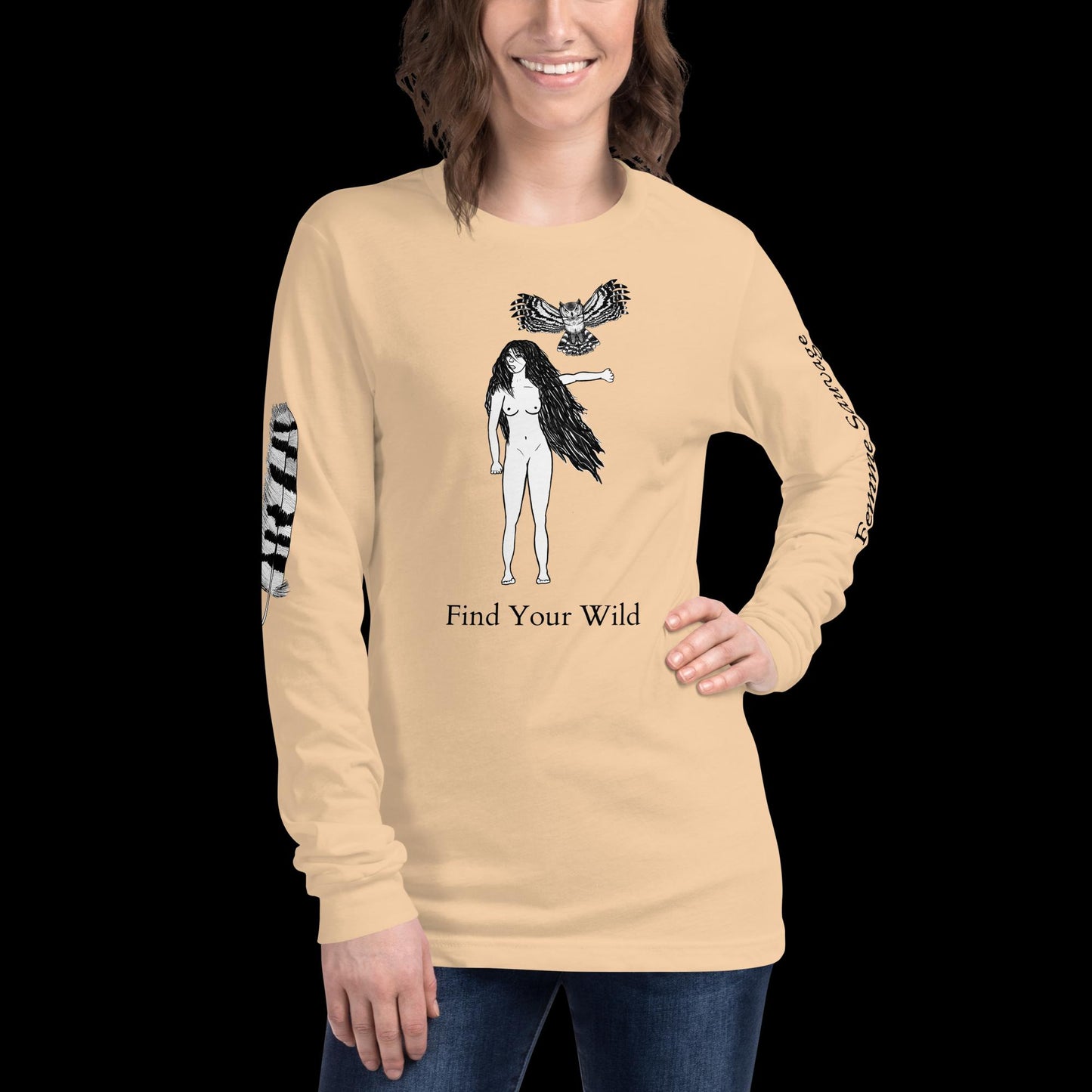 Owl Find Your Wild Light Colors Long Sleeve Tee