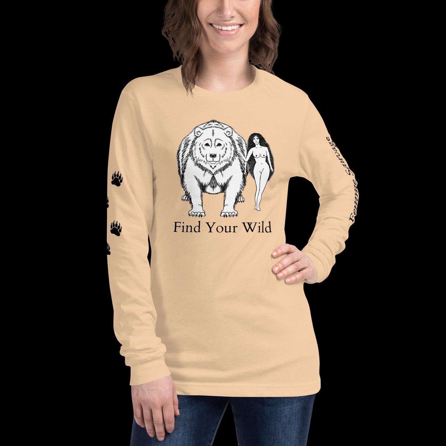 Bear Find Your Wild Light Colors Long Sleeve Tee