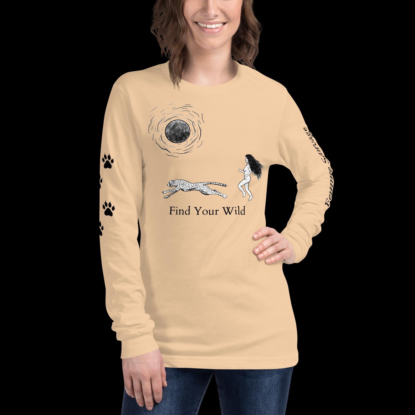 Cheetah Find Your Wild Light Colors Long Sleeve Tee