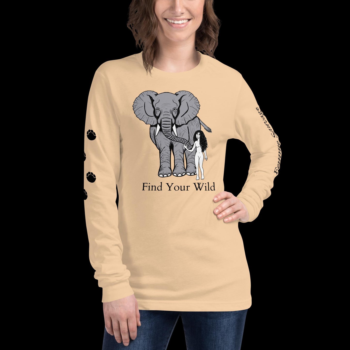 Elephant Find Your Wild Light Colors Long Sleeve Tee