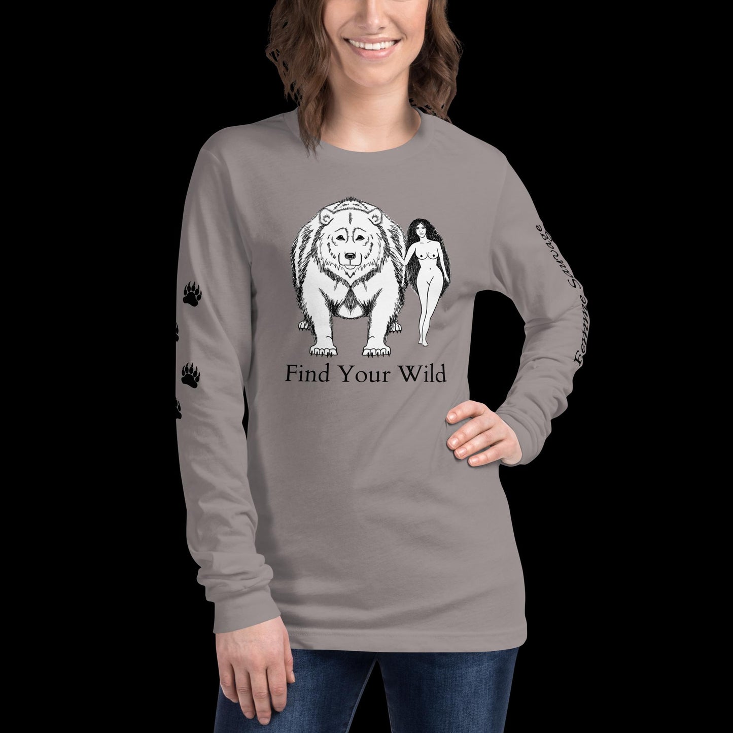 Bear Find Your Wild Light Colors Long Sleeve Tee