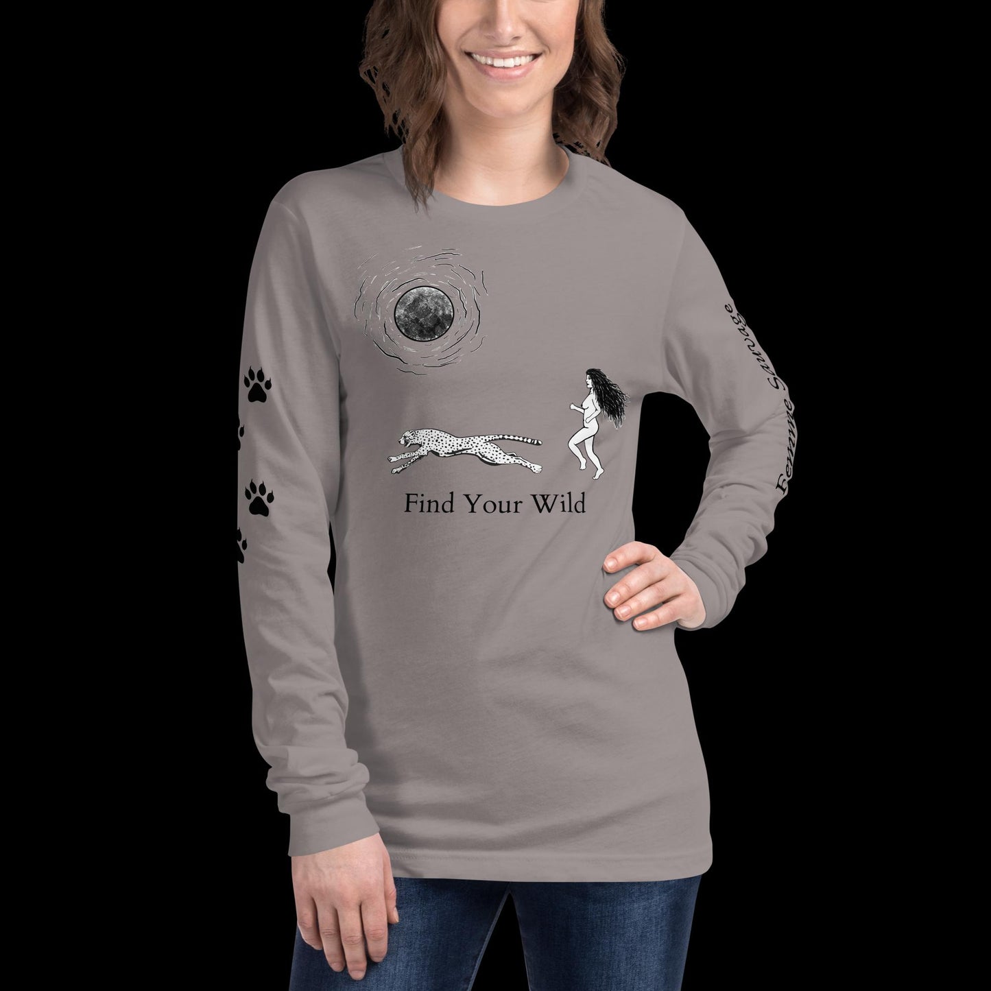 Cheetah Find Your Wild Light Colors Long Sleeve Tee