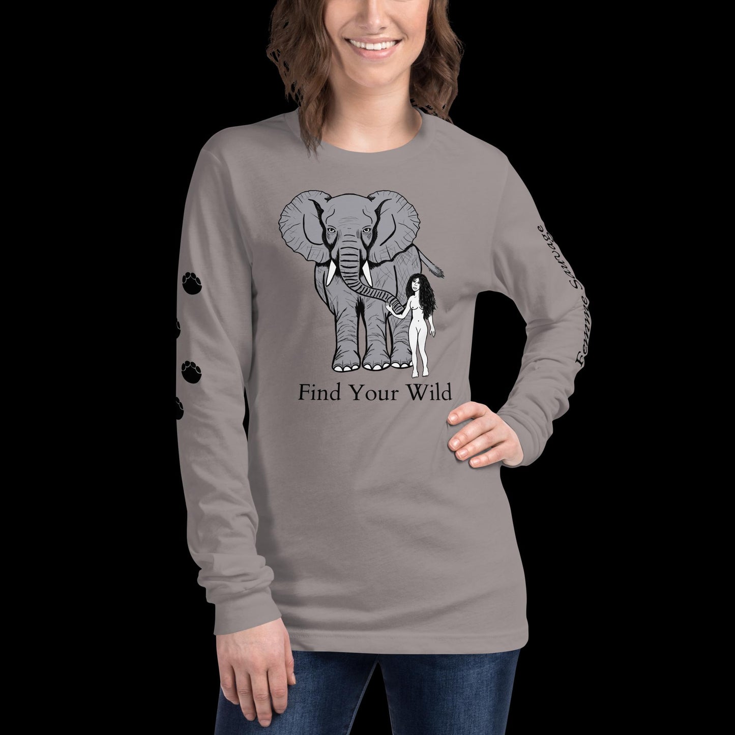 Elephant Find Your Wild Light Colors Long Sleeve Tee