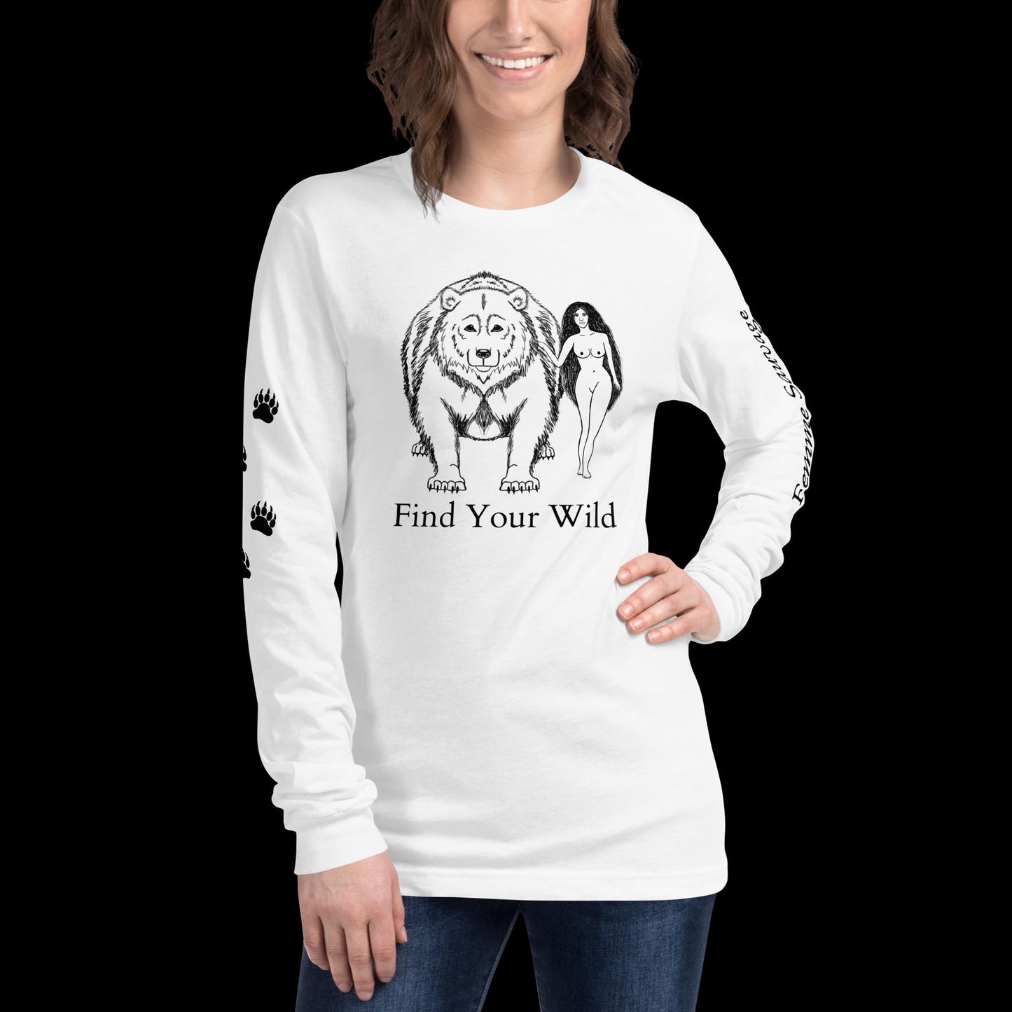 Bear Find Your Wild Light Colors Long Sleeve Tee