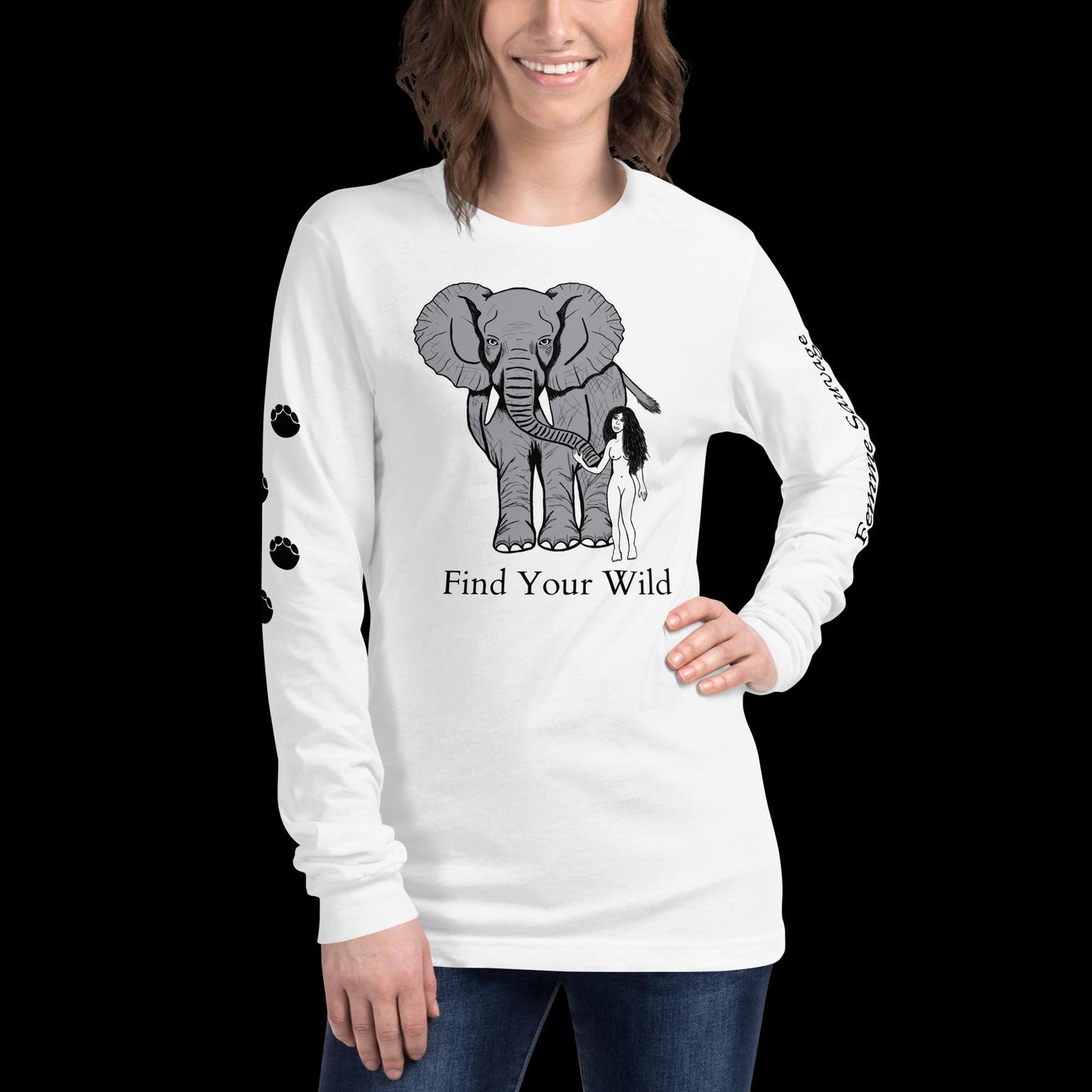 Elephant Find Your Wild Light Colors Long Sleeve Tee