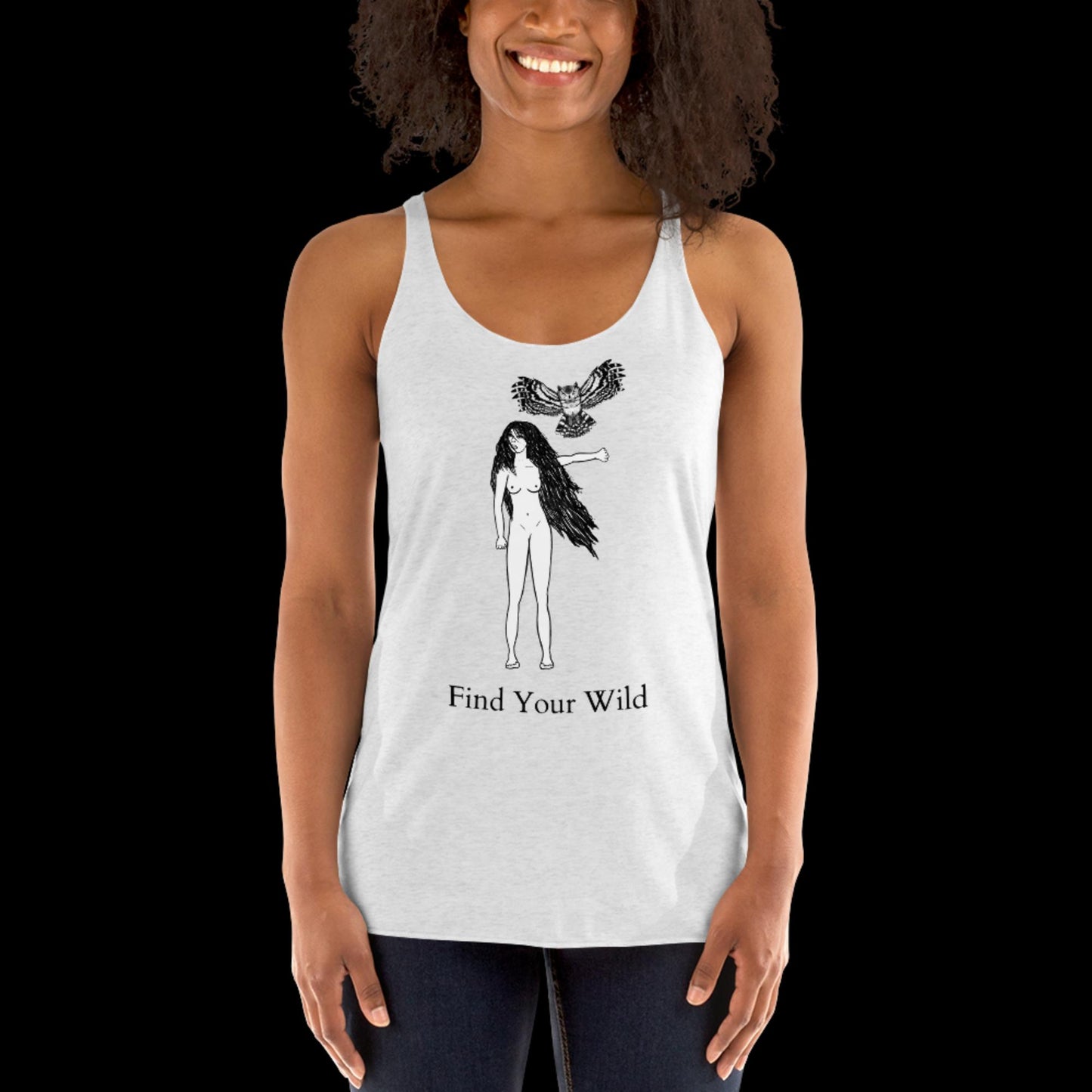 Owl Find Your Wild Light Colors Racerback Tank