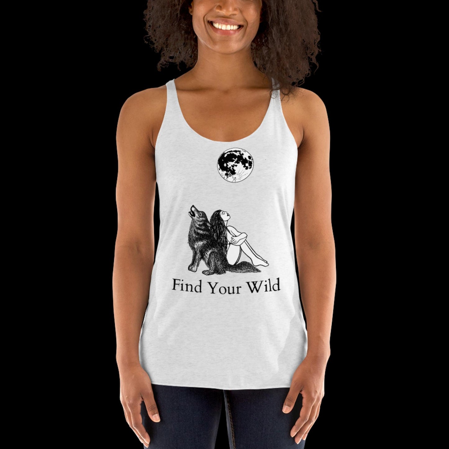 Wolf Howling Find Your Wild Light Colors Racerback Tank