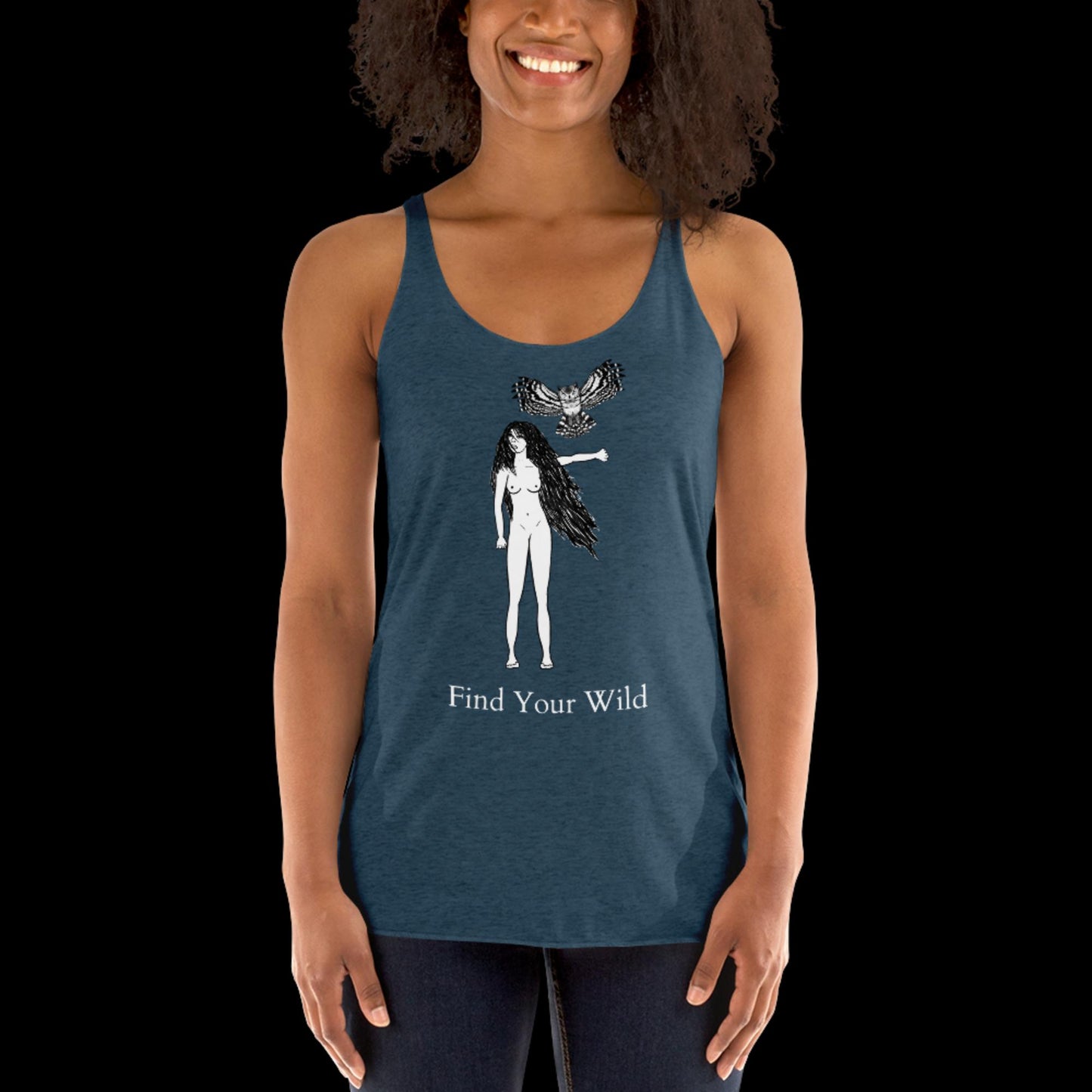 Owl Find Your Wild Dark Colors Racerback Tank