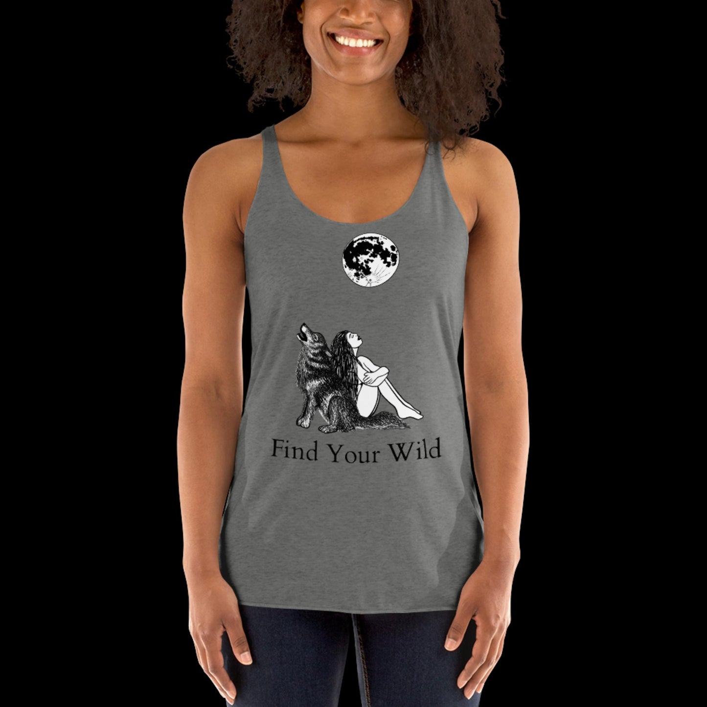 Wolf Howling Find Your Wild Light Colors Racerback Tank