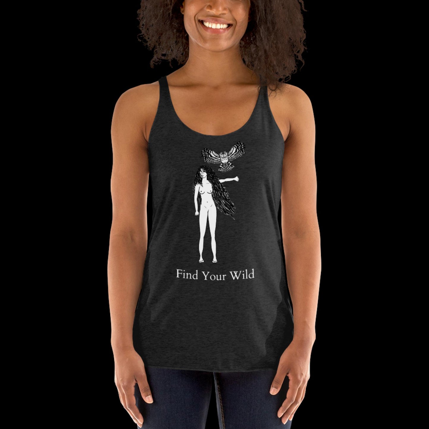 Owl Find Your Wild Dark Colors Racerback Tank
