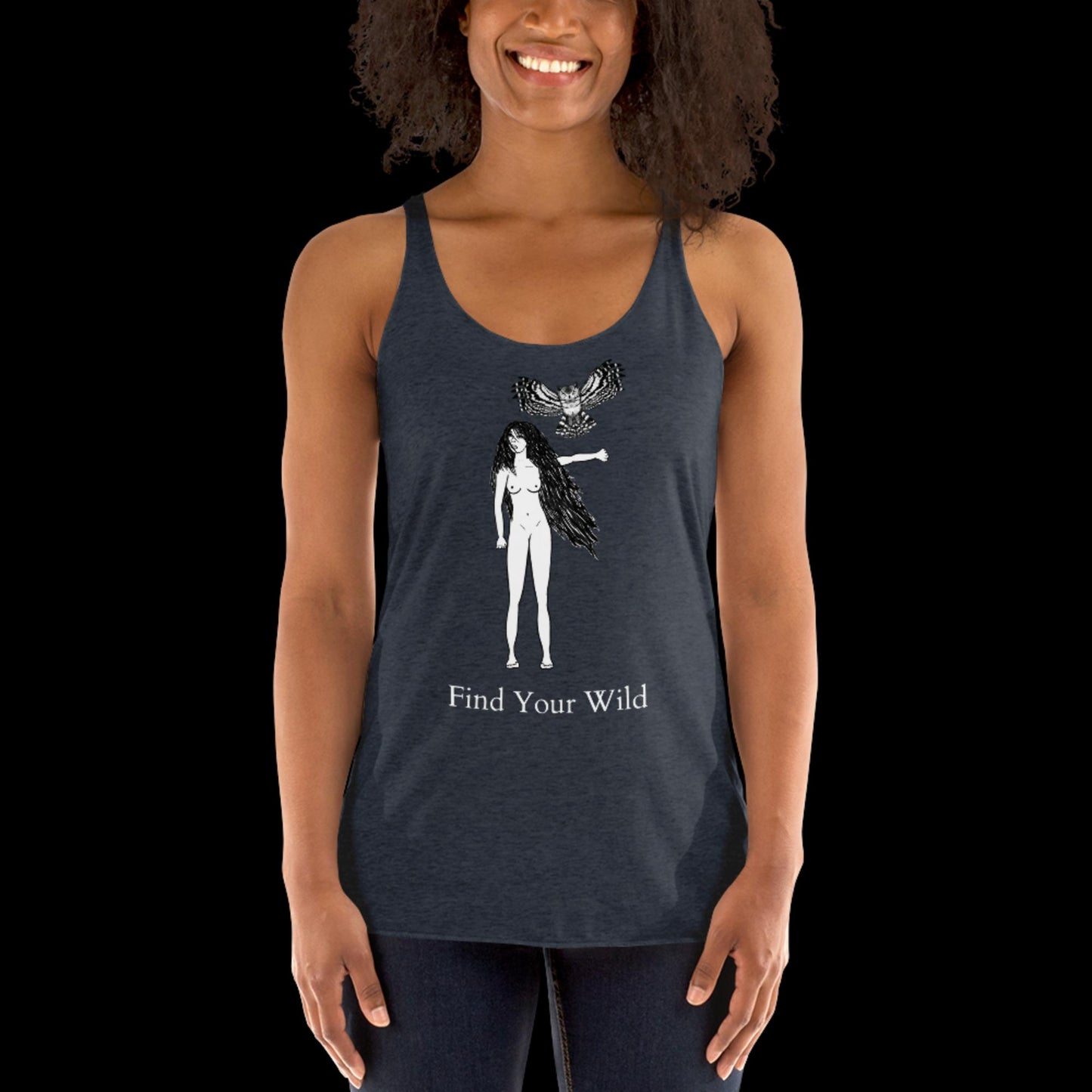 Owl Find Your Wild Dark Colors Racerback Tank