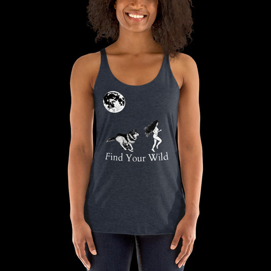 Wolf Find Your Wild Dark Colors Racerback Tank