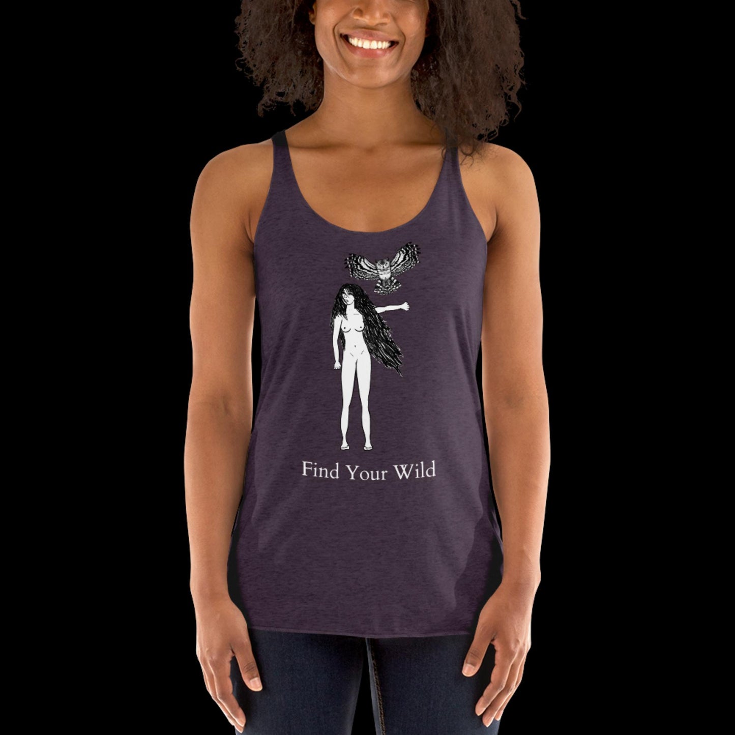 Owl Find Your Wild Dark Colors Racerback Tank
